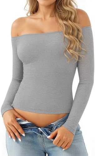 Womens Boat Neck Tops Black Cotton Off Shoulder Shirt Casual Half